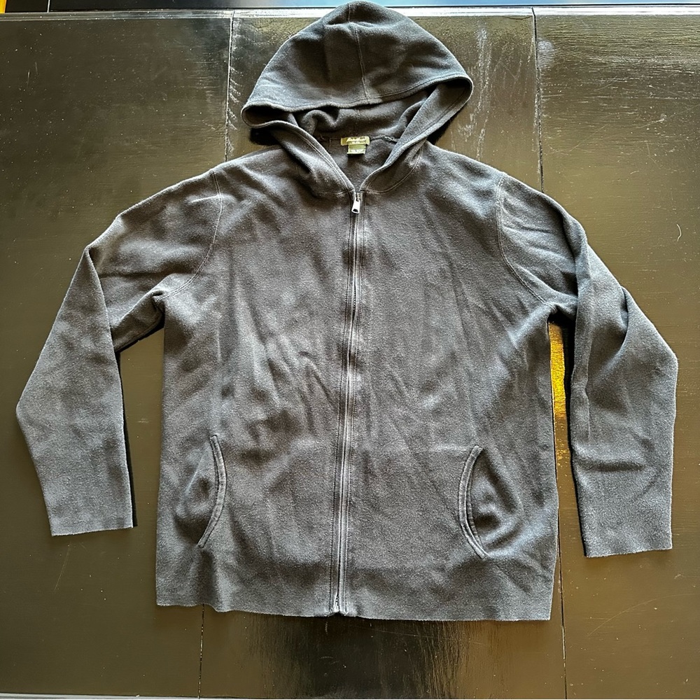 Vintage Eddie Bauer XL Made In Australia Black Zip Up Hoodie Sweatshirt